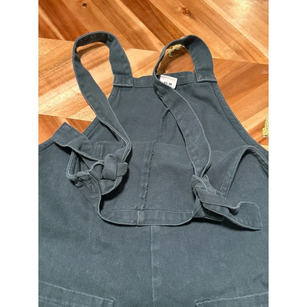 Lucy and Yak Jumpsuit Overalls Women's Size XS 30 Green Inseam 28 Square Pockets